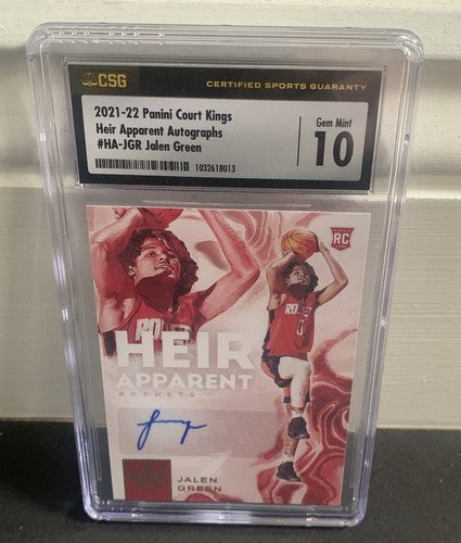 2021-22 Panini Court Kings Jalen Green Heir Apparent Rc Mint 10 Auto /125 CSG 10