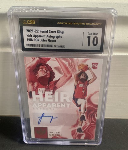 2021-22 Panini Court Kings Jalen Green Heir Apparent Rc Mint 10 Auto /125 CSG 10