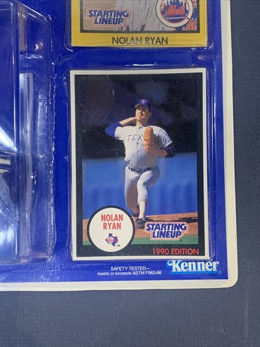 1990 Starting Lineup Nolan Ryan Figure Mets & Rangers Card Mint Sealed Crisp