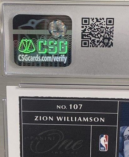 2019 Panini One and One #107 Zion Williamson Rookie /99 SSP Rc Csg 9.5 Gem Mint