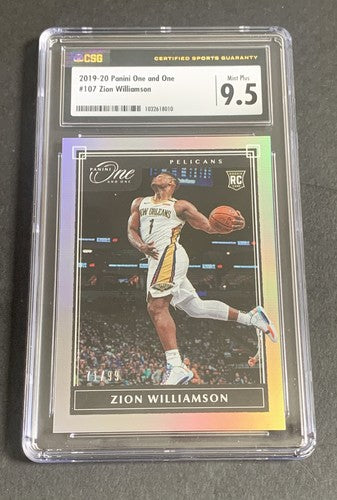 2019 Panini One and One #107 Zion Williamson Rookie /99 SSP Rc Csg 9.5 Gem Mint