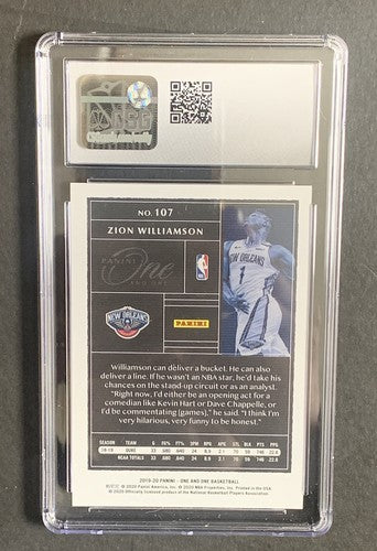 2019 Panini One and One #107 Zion Williamson Rookie /99 SSP Rc Csg 9.5 Gem Mint