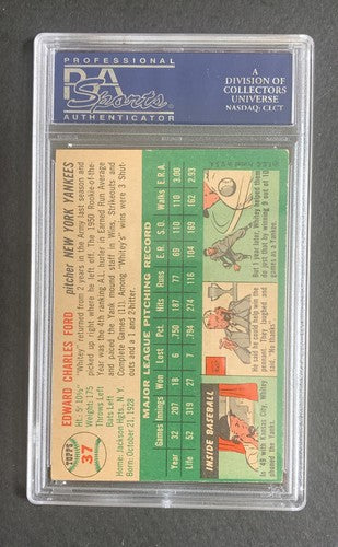 1954 Topps Whitey Ford YANKEES Card # 37 PSA 5 Looks Nicer High End Beauty