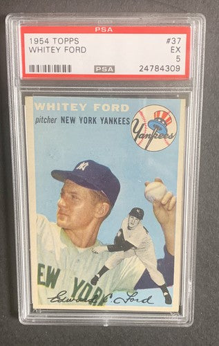 1954 Topps Whitey Ford YANKEES Card # 37 PSA 5 Looks Nicer High End Beauty