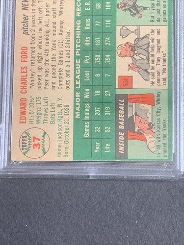 1954 Topps Whitey Ford YANKEES Card # 37 PSA 5 Looks Nicer High End Beauty