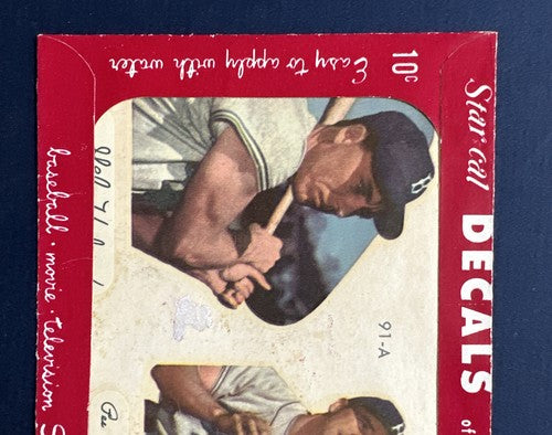 1952 Gil Hodges & Pee Wee Reese Star Cal Decal Brooklyn Dodgers card hof rare