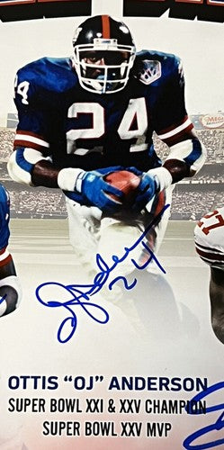 NY Giants Super Bowl Backs Signed 11x14 Photo Framed Anderson Jacobs 5 Auto JSA