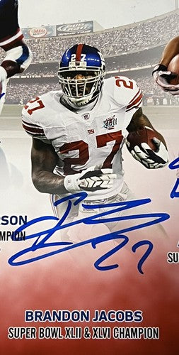 NY Giants Super Bowl Backs Signed 11x14 Photo Framed Anderson Jacobs 5 Auto JSA