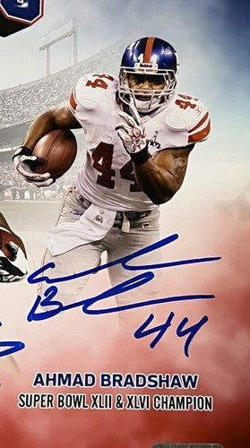 NY Giants Super Bowl Backs Signed 11x14 Photo Framed Anderson Jacobs 5 Auto JSA