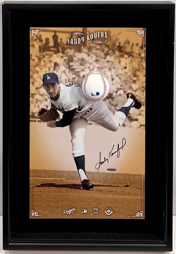 Sandy Koufax Dodgers Signed Breaking Through Baseball Photo Framed Mint Auto UDA