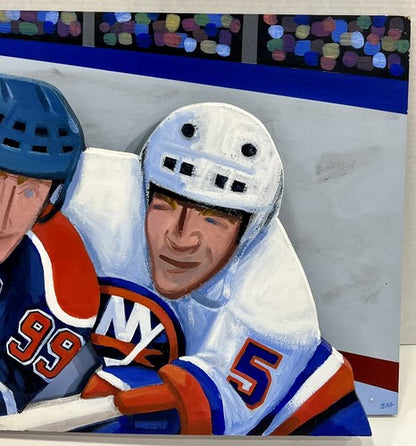 Steve Sax Original 1 of 1 Painted Wood Art 17x25 Wayne Gretzky Denis Potvin HOF
