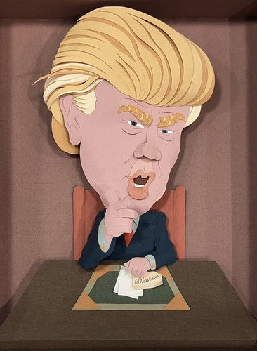 Donald Trump The Apprentice 11x14 Paper Sculpture Art by Ed Nussbaum Framed 1/1