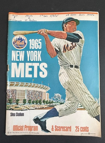 Ny Mets 1965 Program Scorecard May 9 Yogi Berra Last Final Game Joe Torre 2 Hr