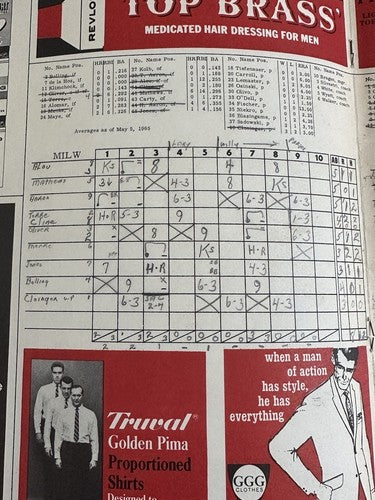 Ny Mets 1965 Program Scorecard May 9 Yogi Berra Last Final Game Joe Torre 2 Hr