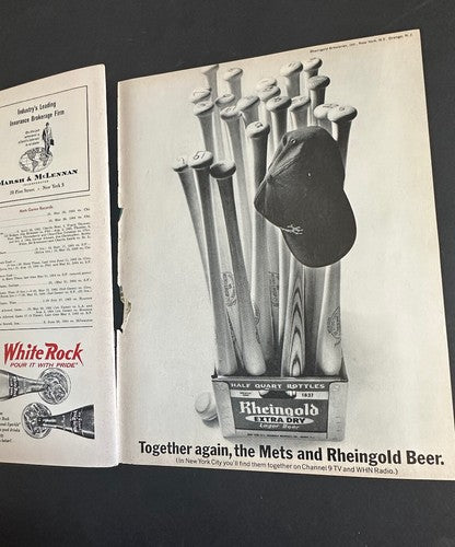 Ny Mets 1965 Program Scorecard May 9 Yogi Berra Last Final Game Joe Torre 2 Hr