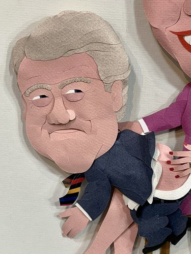 Hillary Clinton Spanking Bill 12x16 Paper Sculpture Art Signed By Ed Nussbaum