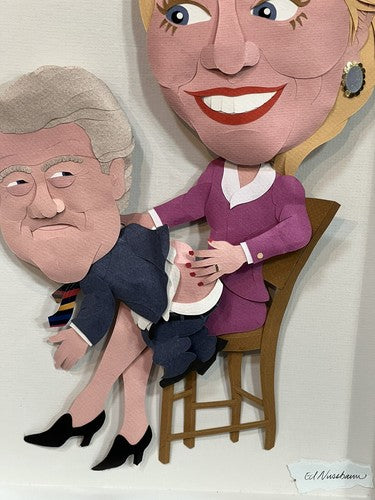 Hillary Clinton Spanking Bill 12x16 Paper Sculpture Art Signed By Ed Nussbaum