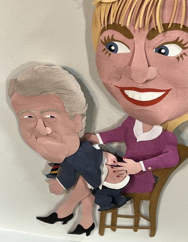 Hillary Clinton Spanking Bill 12x16 Paper Sculpture Art Signed By Ed Nussbaum