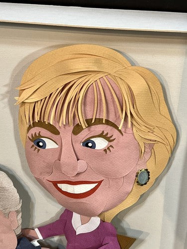 Hillary Clinton Spanking Bill 12x16 Paper Sculpture Art Signed By Ed Nussbaum