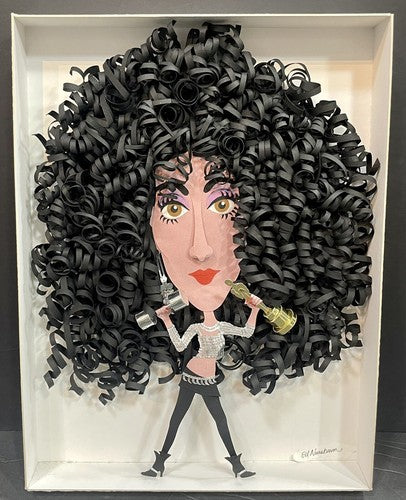 Cher Paper Sculpture Art W/ Oscar Signed Ed Nussbaum Framed 1/1 Rare Original