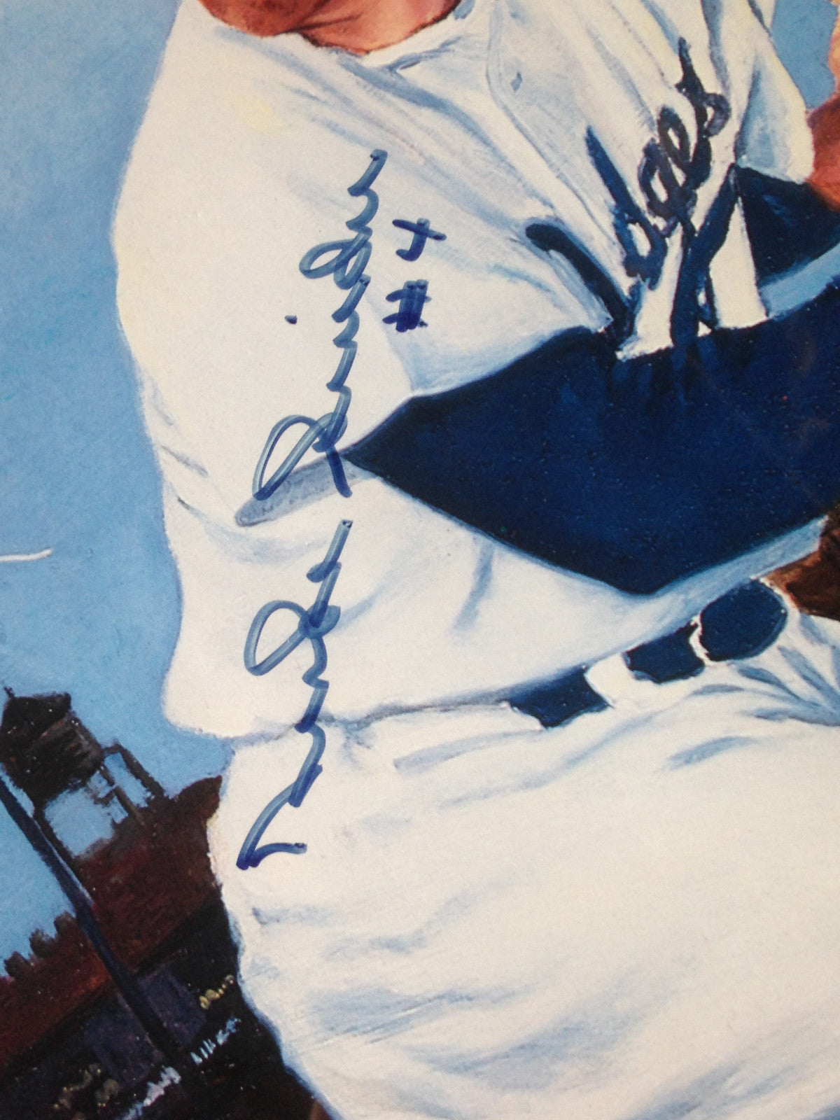 Mickey Mantle Willie Mays Duke Snider signed litho Ins #’s auto Framed HOF PSA
