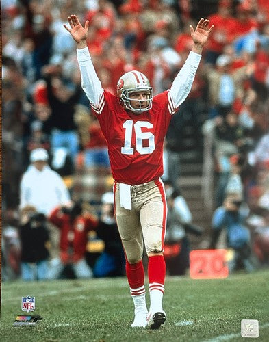 Joe Montana 49er’s The Catch 16x20 Photo File Arms Up NFL Hologram Licensed