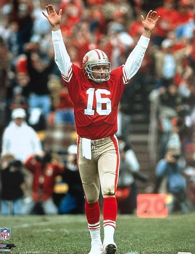 Joe Montana 49er’s The Catch 16x20 Photo File Arms Up NFL Hologram Licensed