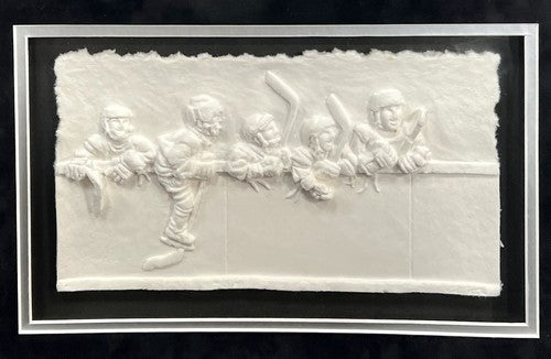 1998 Hockey HOF Signed Framed Medallion Cast Paper Art Goulet Stastny Auto COA