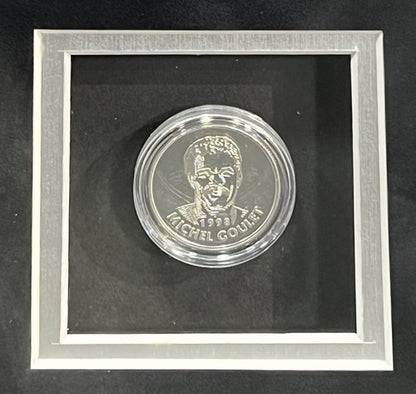 1998 Hockey HOF Signed Framed Medallion Cast Paper Art Goulet Stastny Auto COA