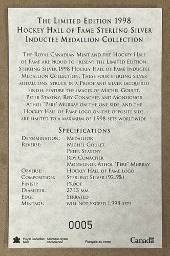 1998 Hockey HOF Signed Framed Medallion Cast Paper Art Goulet Stastny Auto COA