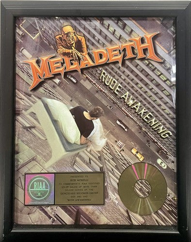 Megadeth Framed RIAA Award Rude Awakening Certified Gold Plaque and CD