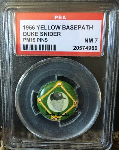 Duke Snider 1956 Yellow Basepath Pin PSA 7 Mint Brooklyn Dodgers RARE pm15 HOF