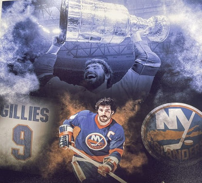 Clark Gillies Signed 16x20 Photo HoF 02 4x Stanley Cup Champ Islanders Auto JSA
