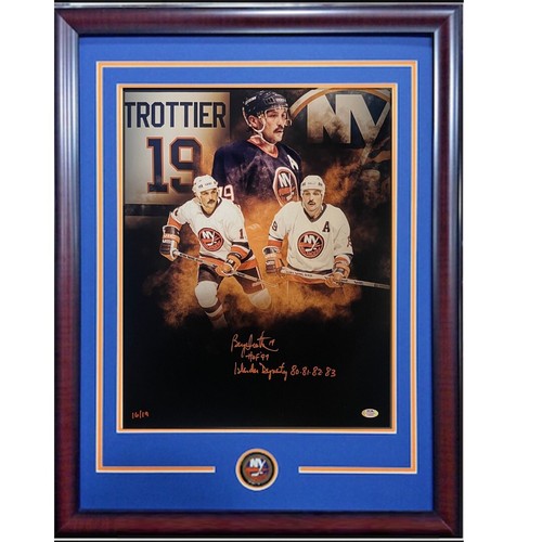 Bryan Trottier Signed 16x20 Framed Photo HoF 97 Islanders Dynasty Auto PSA /19