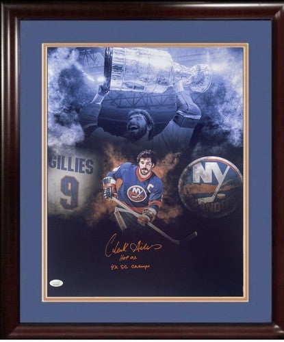 Clark Gillies Signed 16x20 Framed Photo HoF 02 4x Stanley Cup Islanders Auto JSA