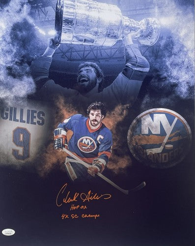 Clark Gillies Signed 16x20 Framed Photo HoF 02 4x Stanley Cup Islanders Auto JSA
