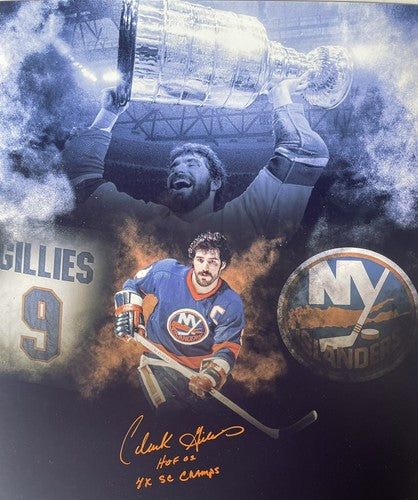 Clark Gillies Signed 16x20 Framed Photo HoF 02 4x Stanley Cup Islanders Auto JSA