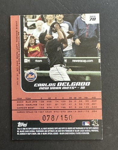 2006 Topps Co-Signers Changing Faces Ny Mets Carlos Delgado Carlos Beltran /150