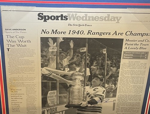Mark Messier Signed NY Times Framed Printing Plate Steiner Auto 1/1 Rangers