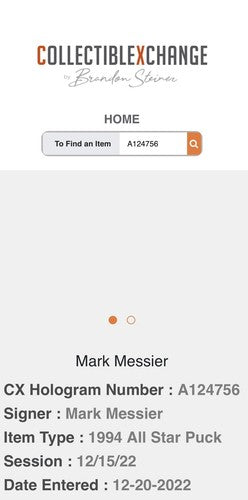 Mark Messier Signed 1994 NHL Official All Star Game Puck Msg HoF Auto Steiner