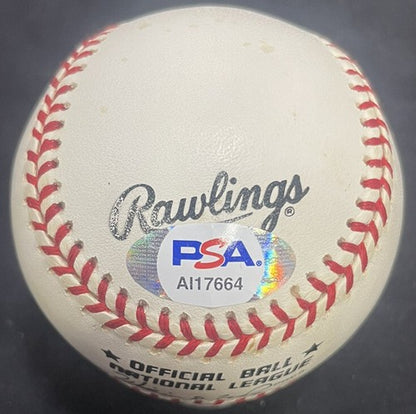 Lou Brock Signed Official NL Baseball Rawlings PSA Auto Cardinals HoF