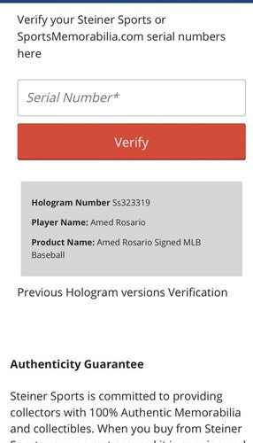 Amed Rosario Signed Official Mlb Baseball Autograph Cleveland Guardians Steiner