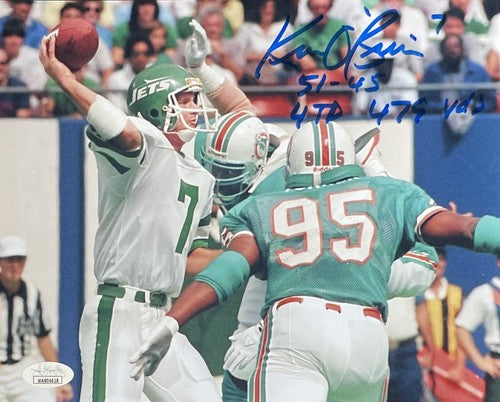 Ken O’Brien Signed 8x10 Photo NY Jets Ot Shootout Game 4TDs Auto Jsa Coa
