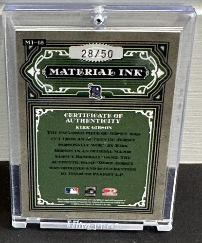 KIRK GIBSON Game Worn Jersey 2005 Donruss Timeless Treasures /50 Gem Mint Auto