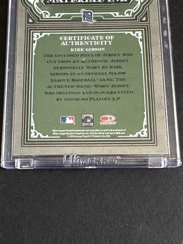 KIRK GIBSON Game Worn Jersey 2005 Donruss Timeless Treasures /50 Gem Mint Auto