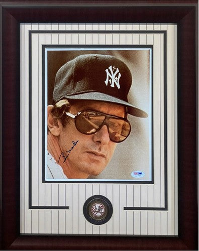 Billy Martin NY Yankees Manager Signed 8x10 Framed Vintage Photo Auto PSA COA