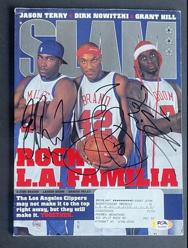 LA Clippers Signed 2002 Slam Magazine 3 Auto Lamar Odom Elton Brand PSA COA