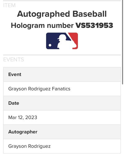 Grayson Rodriguez signed 2018 1st pick Baltimore Orioles Auto fanatics mlb coa