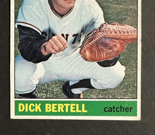 1966 Topps High # 587 Dick Bertell TOPPS VAULT BLANK BACK PROOF ERROR RARE