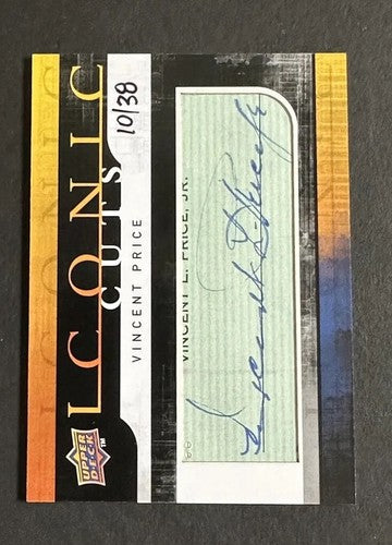 2008 upper deck Iconic Cuts Vincent Price Signed Mint Cut Auto /38 Horror Batman